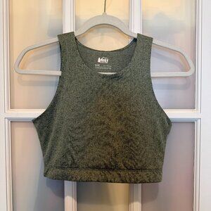 REI Co-Op Green Womens High Neck Crop Tank Top Size Small Athletic Activewear